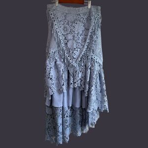 Ursime Lagenlook Layered Lace Boho Festival Renaissance Maxi Skirt